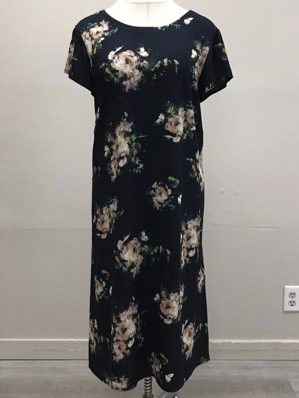 J.Jill Soft Lightweight Navy Blue Floral Maxi Dress - New - Size 3X